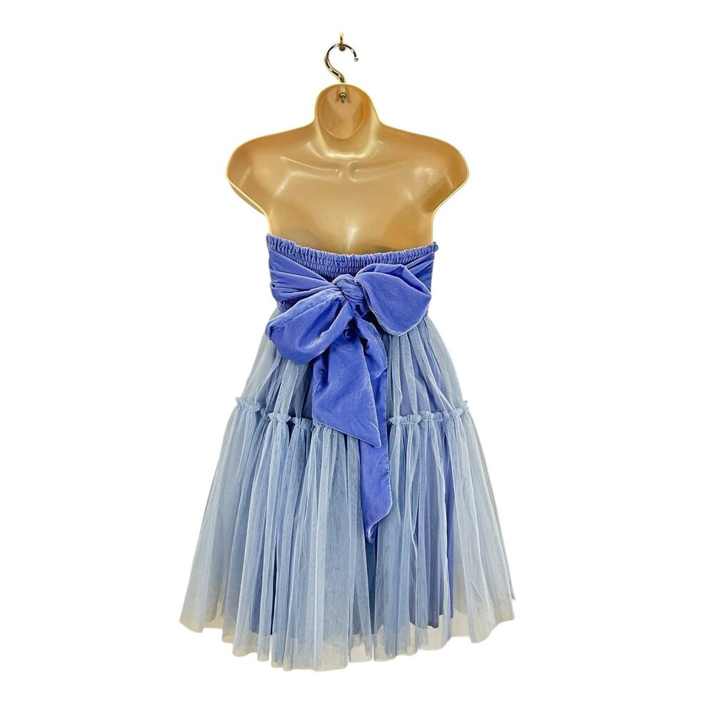 Free People Blue Velvet Tulle Strapless Mini Dress Women’s XS NWT Party - Picture 3 of 12